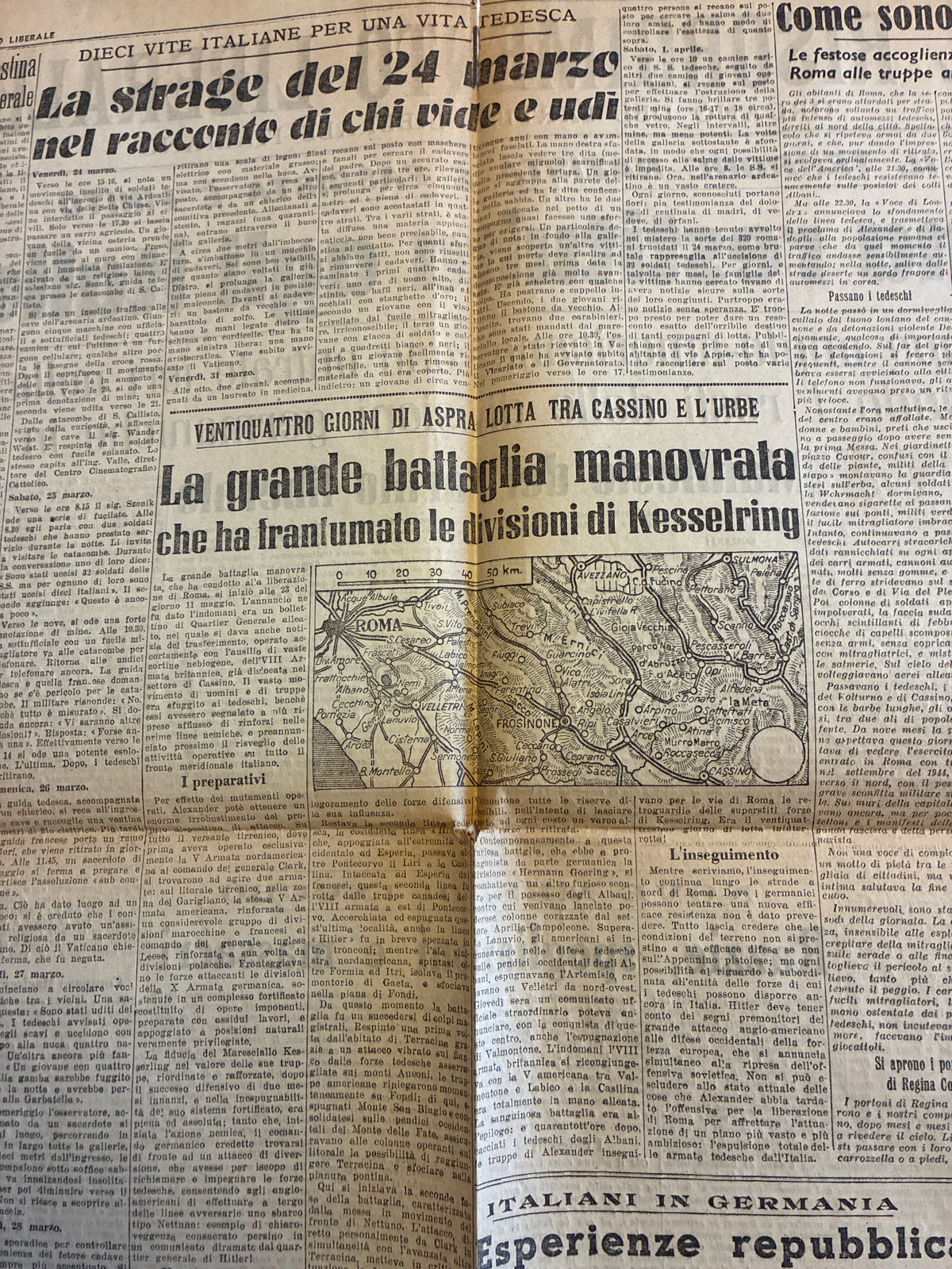 Storico Quotidiano Originale Il Risorgimento Liberale 5 Giugno 1944 - Edizione Completa Roma Liberata