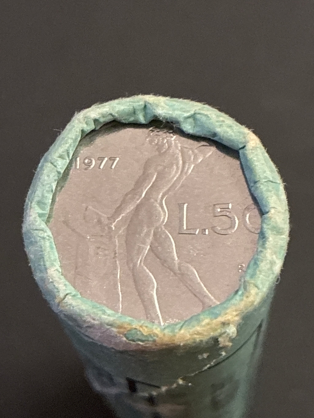 50 Lire Vulcano 1977 Rotolino Originale Zecca Sigillato Fior di Conio 50 Pezzi