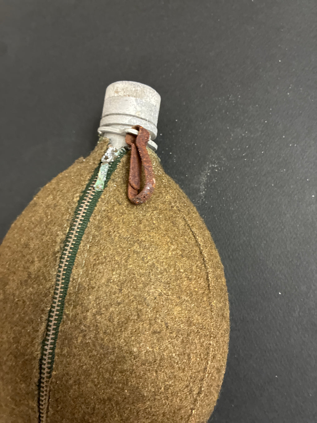 Borraccia Militare Vintage Alluminio Termofodera Panno Feltro Verde Oliva