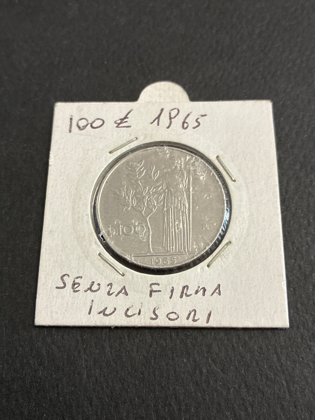 100 LIRE 1965 MINERVA - ERRORE DI CONIAZIONE: SENZA FIRMA INCISORI