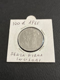 100 LIRE 1965 MINERVA - ERRORE DI CONIAZIONE: SENZA FIRMA INCISORI