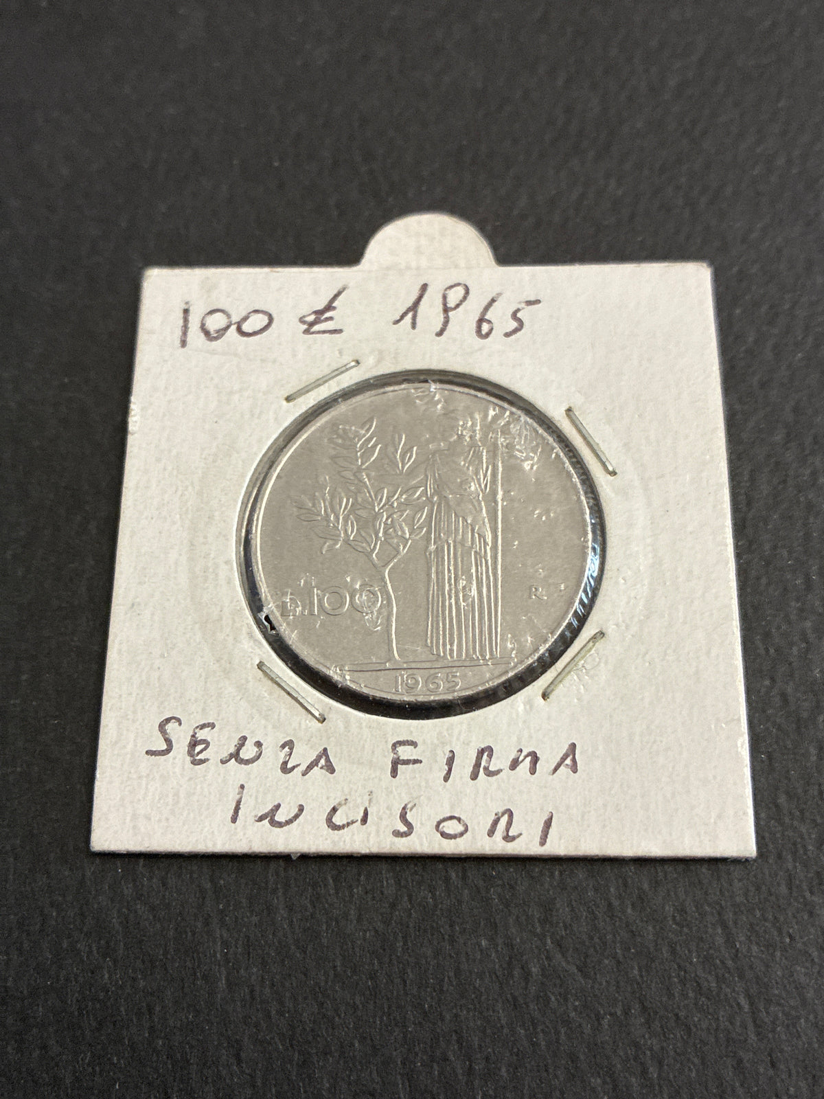 100 LIRE 1965 MINERVA - ERRORE DI CONIAZIONE: SENZA FIRMA INCISORI