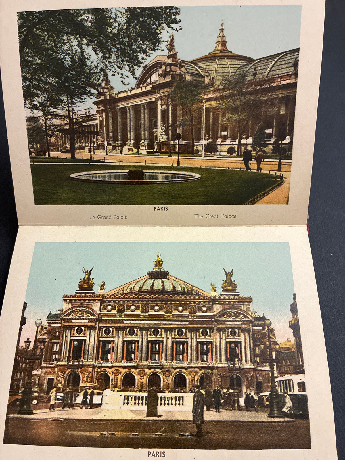 Libretto souvenir cartoline vintage "Souvenir de Paris - Monuments Vues en Couleurs" (A. Leconte Editeur - Paris, anni '30/'50