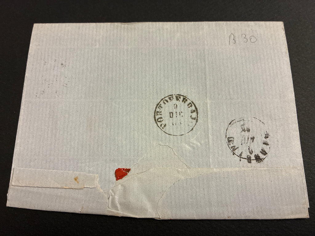 Lettera 1865 con 15 Centesimi Azzurro Primo Tipo "Matraire" in uso tardivo dall'Archivio e Collezione dell'Ing. Curzio Batinio