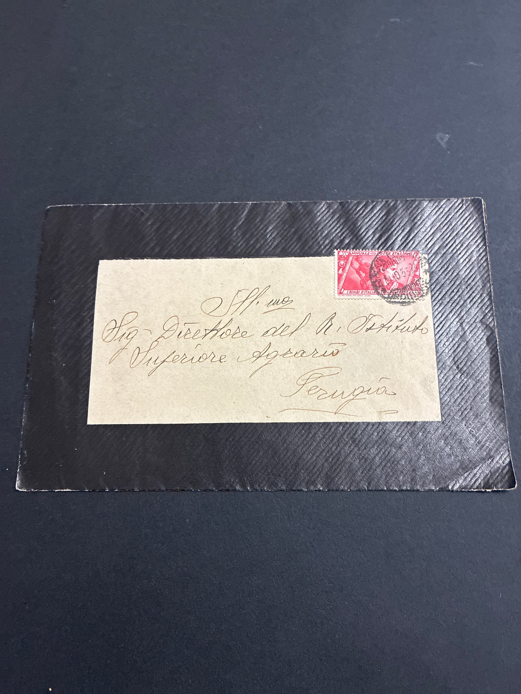 Regno - Lettera di lutto con francobollo commemorativo del 1937