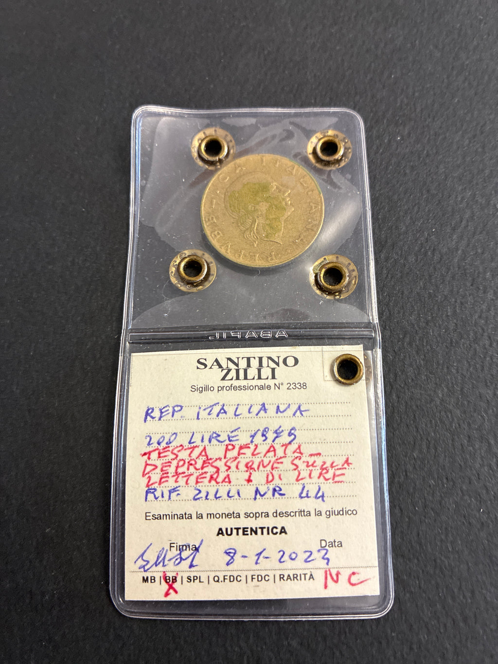 200 Lire 1979 "Lavoro" Errore Testa Pelata e Depressione sulla Lettera I in Perizia BB