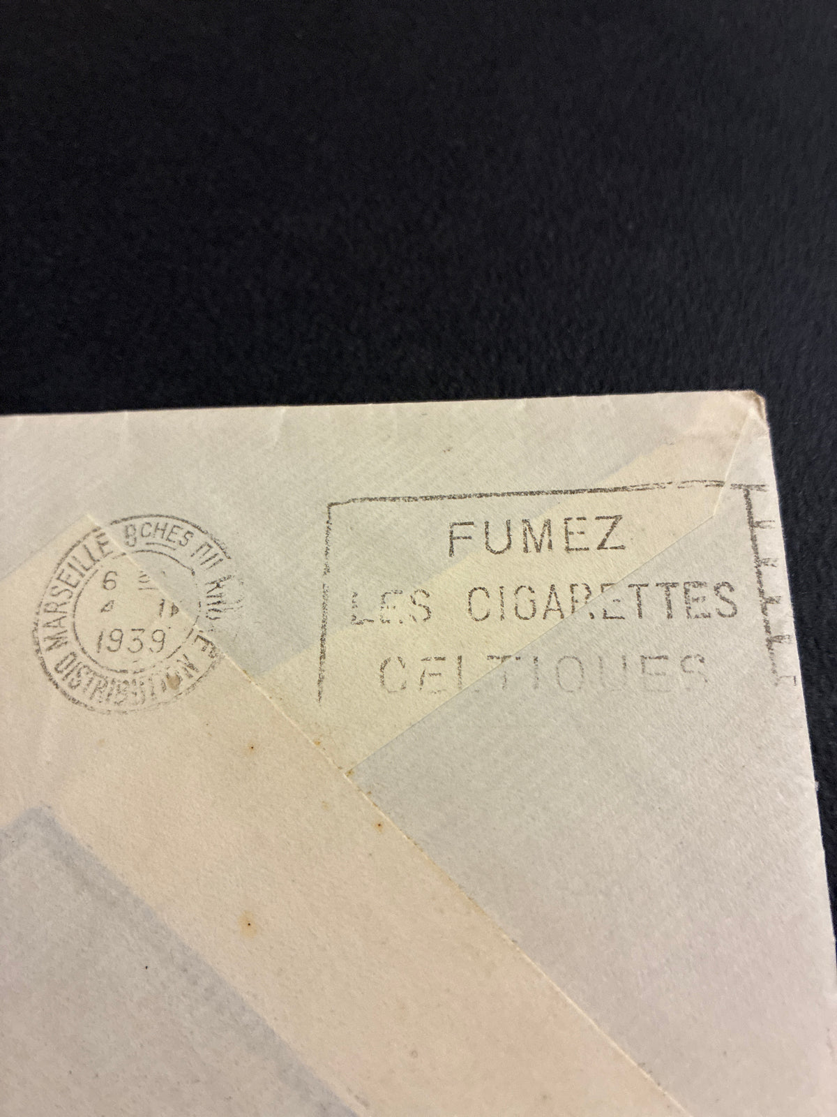 Busta 1939 spedita da Roma a Marsiglia in tariffa per l'estero con francobollo commemorativo proclamazione dell'impero da lire 1,25.