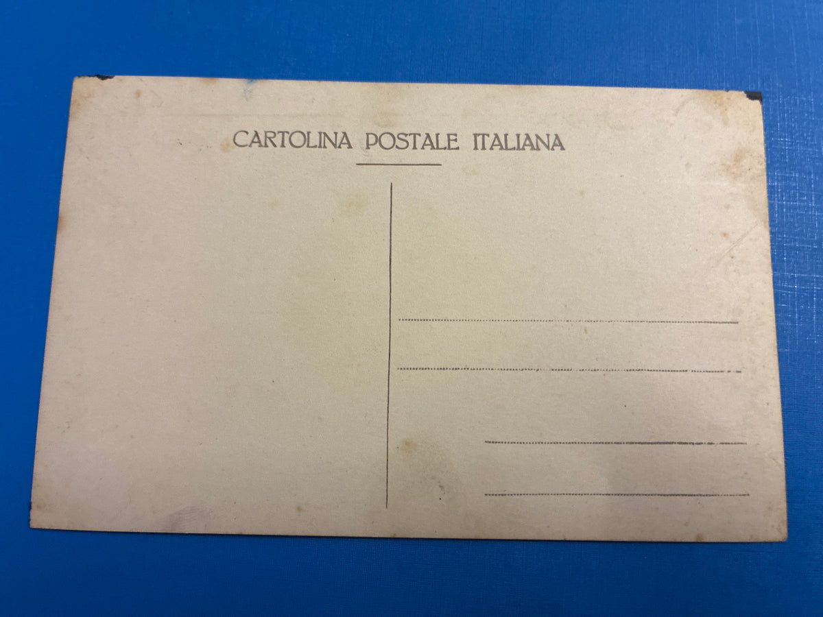 Cartolina postale italiana d'epoca coloniale con veduta dello scalo ferroviario e dei vagoni cisterna della ferrovia di Azizia in Libia