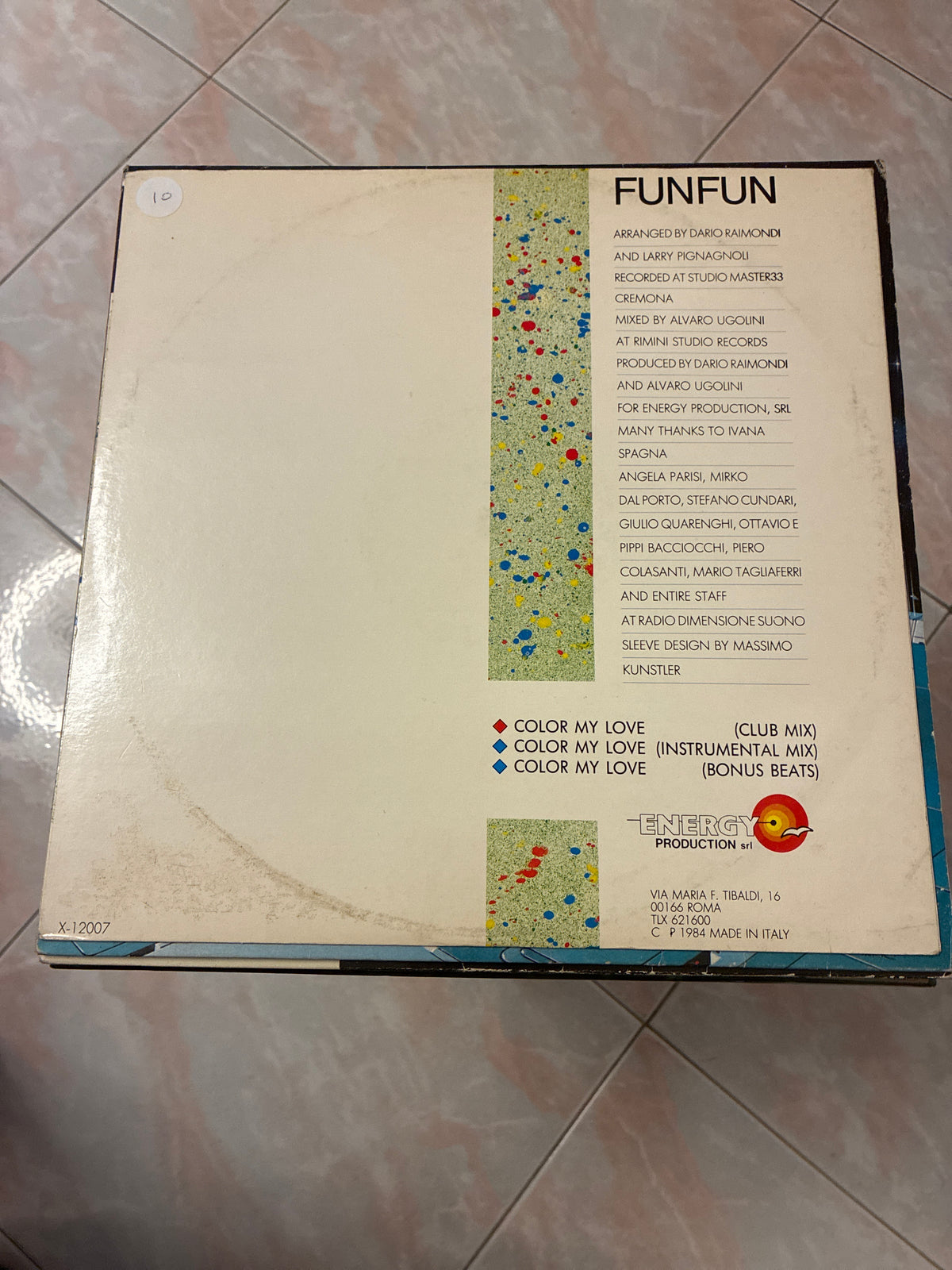 Fun Fun – "Color My Love" (Vinile 12" Maxi-Single o 7" Singolo, 1984 – Etichetta originale italiana X-Energy Records).