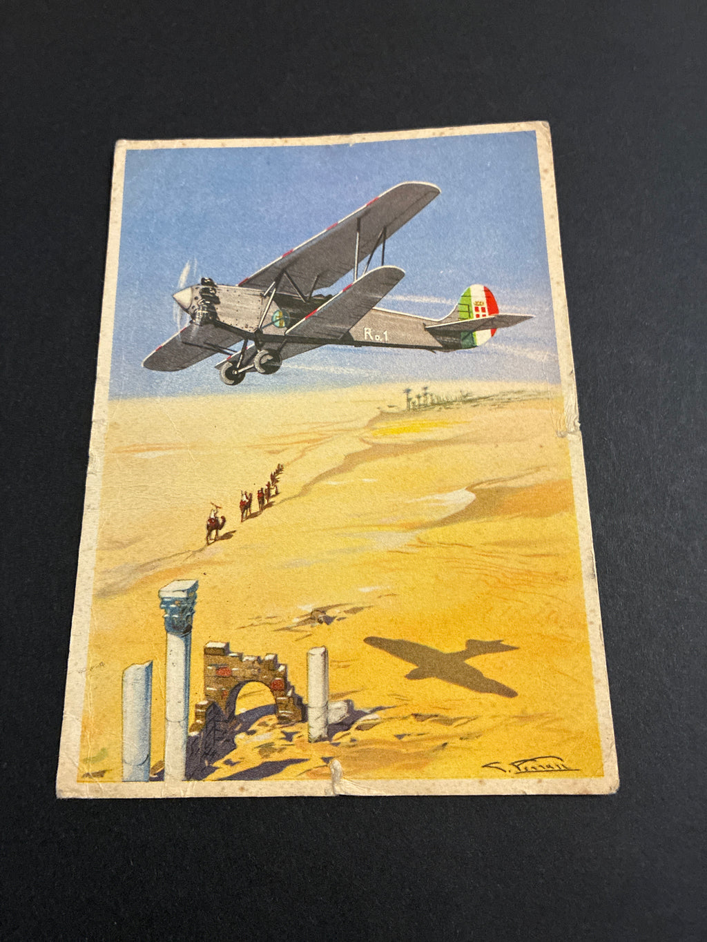 Cartolina Coloniale Militare "50 Arma Aeronautica" con Bollo di Tobruk - Spedita da El Adem nel 1935