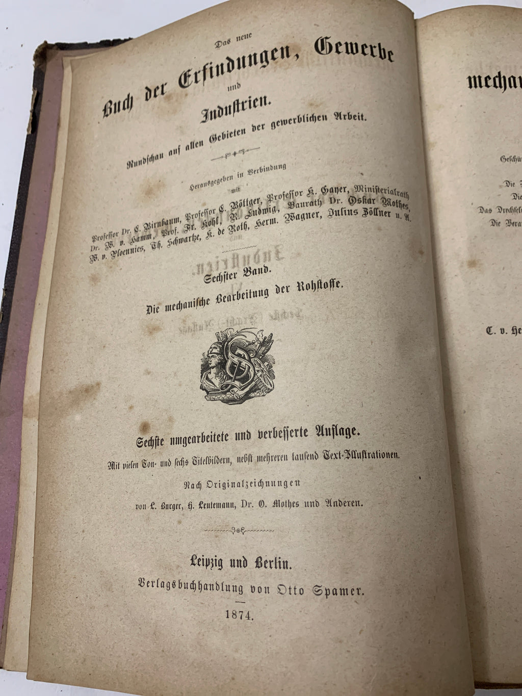 Libro Antico "Das Buch der Erfindungen, Gewerbe und Industrien" Vol. VI - Otto Spamer 1874