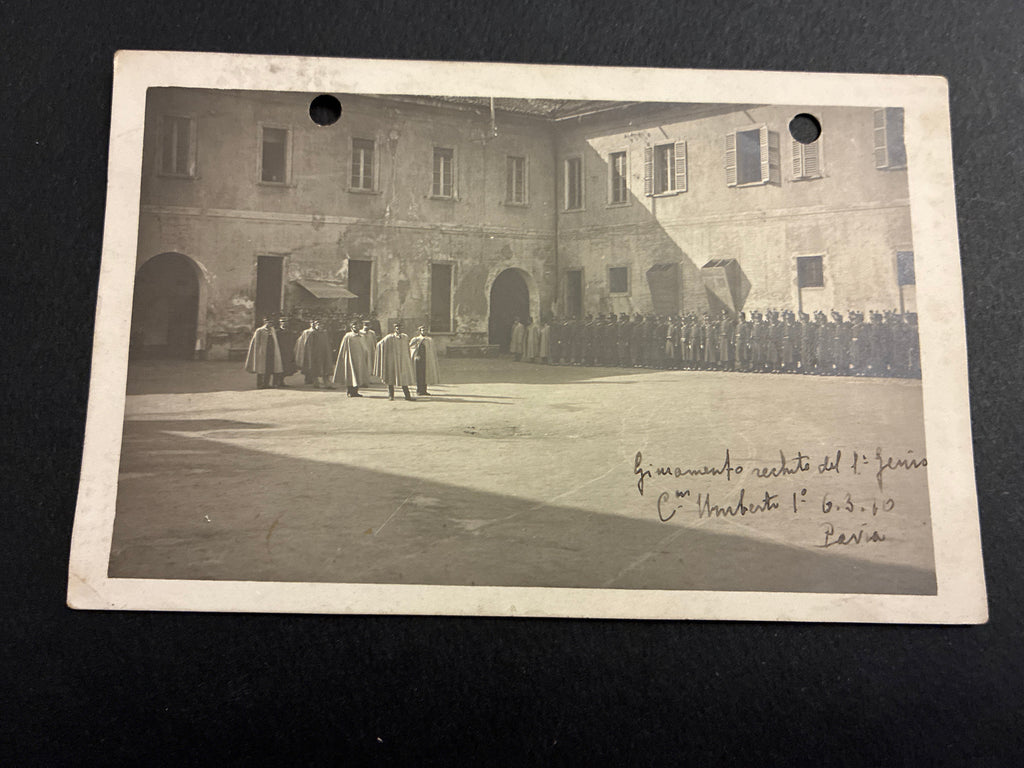 CARTOLINA MILITARE 1910 PAVIA GIURAMENTO 1° GENIO AUTOGRAFA CARLO DABALÀ