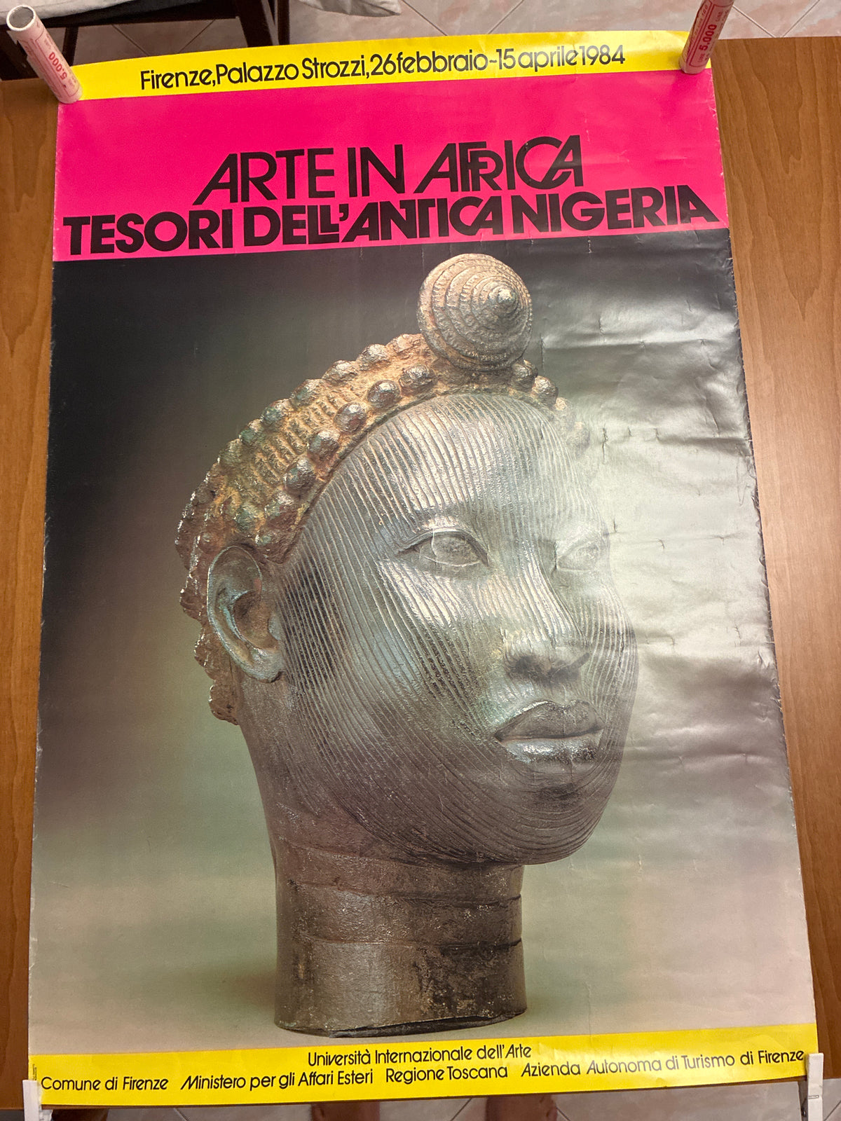 Manifesto mostra "Arte in Africa. Tesori dell'antica Nigeria" - Palazzo Strozzi Firenze 1984