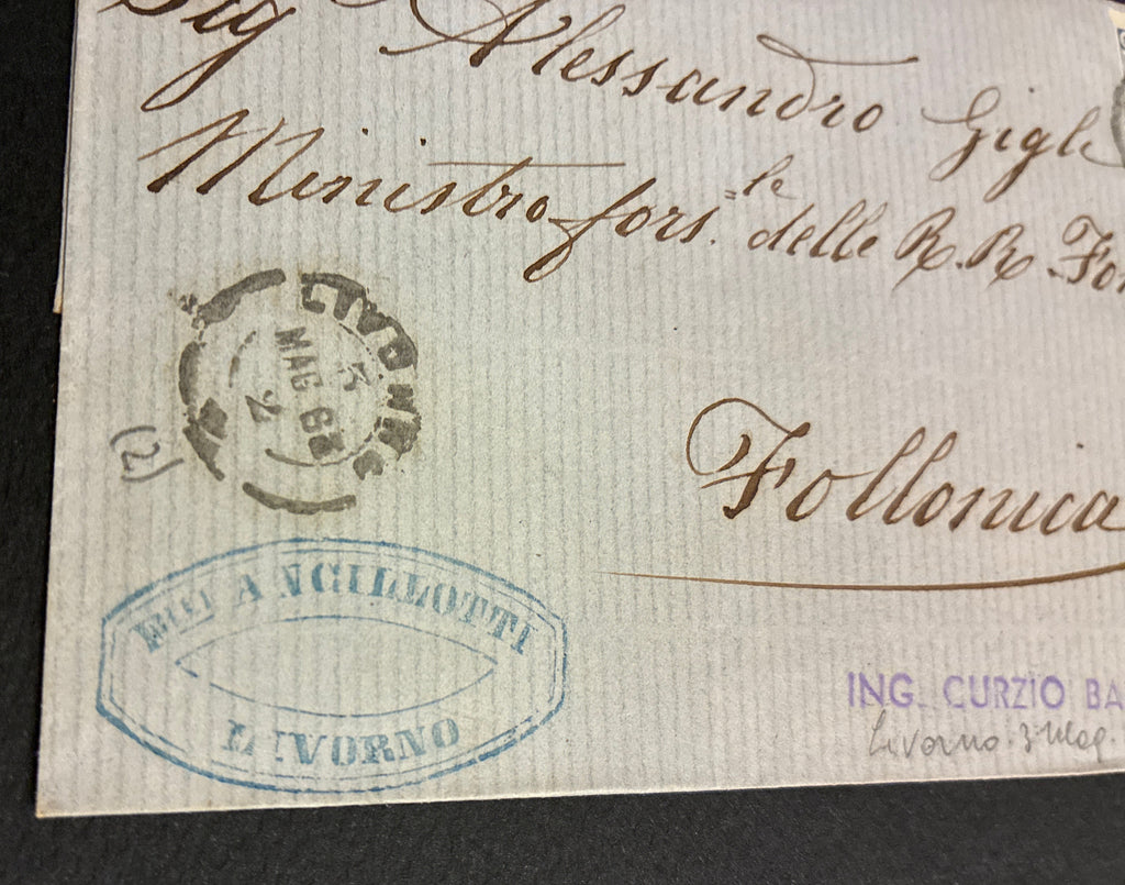 Lettera 1863 con 15 Centesimi Azzurro Primo Tipo "Matraire" in uso precoce dall'Archivio e Collezione dell'Ing. Curzio Batini