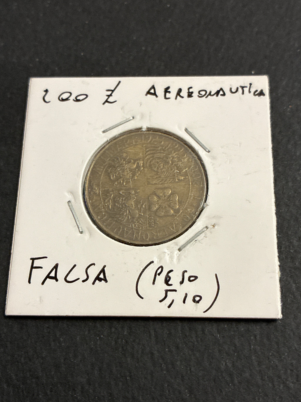 200 lire del 1993 Aeronautica Militare falso d'epoca con peso calante a 5,10 grammi