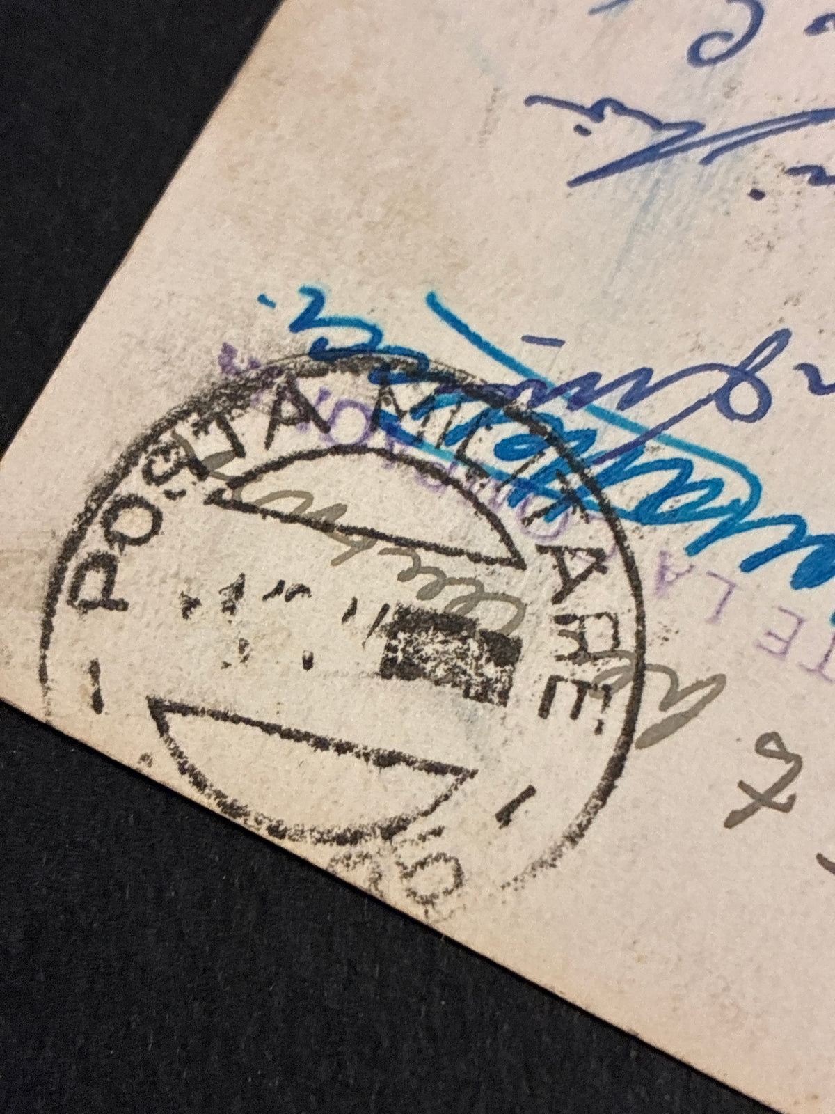 Tarda Repubblica Sociale Italiana cartolina franchigia Luogotenenza Posta Militare 185 dislocata ad Ancona spedita il 1 dicembre 1944 da militare della 13ª Compagnia Genio cobelligerante con timbro lineare blu Censura