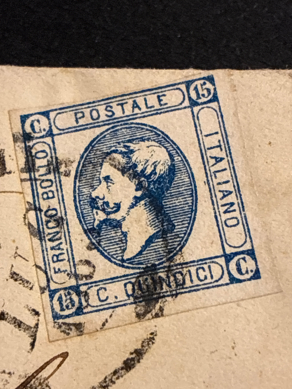 Busta 18/07/1863 Regno d'Italia 15 C. Litografico I Tipo Matraire con Timbro Ambulante Lineare Batini e Sigillo Ceralacca