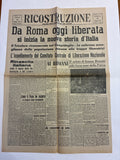 Quotidiano storico "Ricostruzione" – Edizione straordinaria di Roma liberata (6 Giugno 1944)