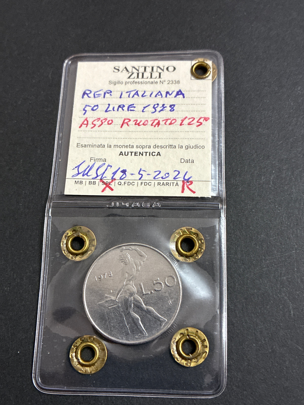 50 Lire 1978 "Vulcano" – Variante Asse Ruotato 125°, Rara, SPL