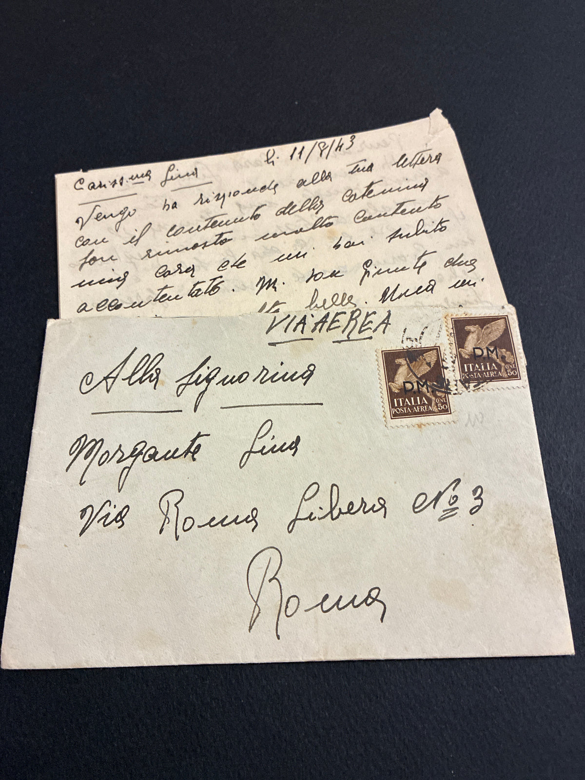 Lettera Posta Militare 82 Grecia 1943 - Destinazione Via Roma Libera 3 (Trastevere) e Testo Gavetta