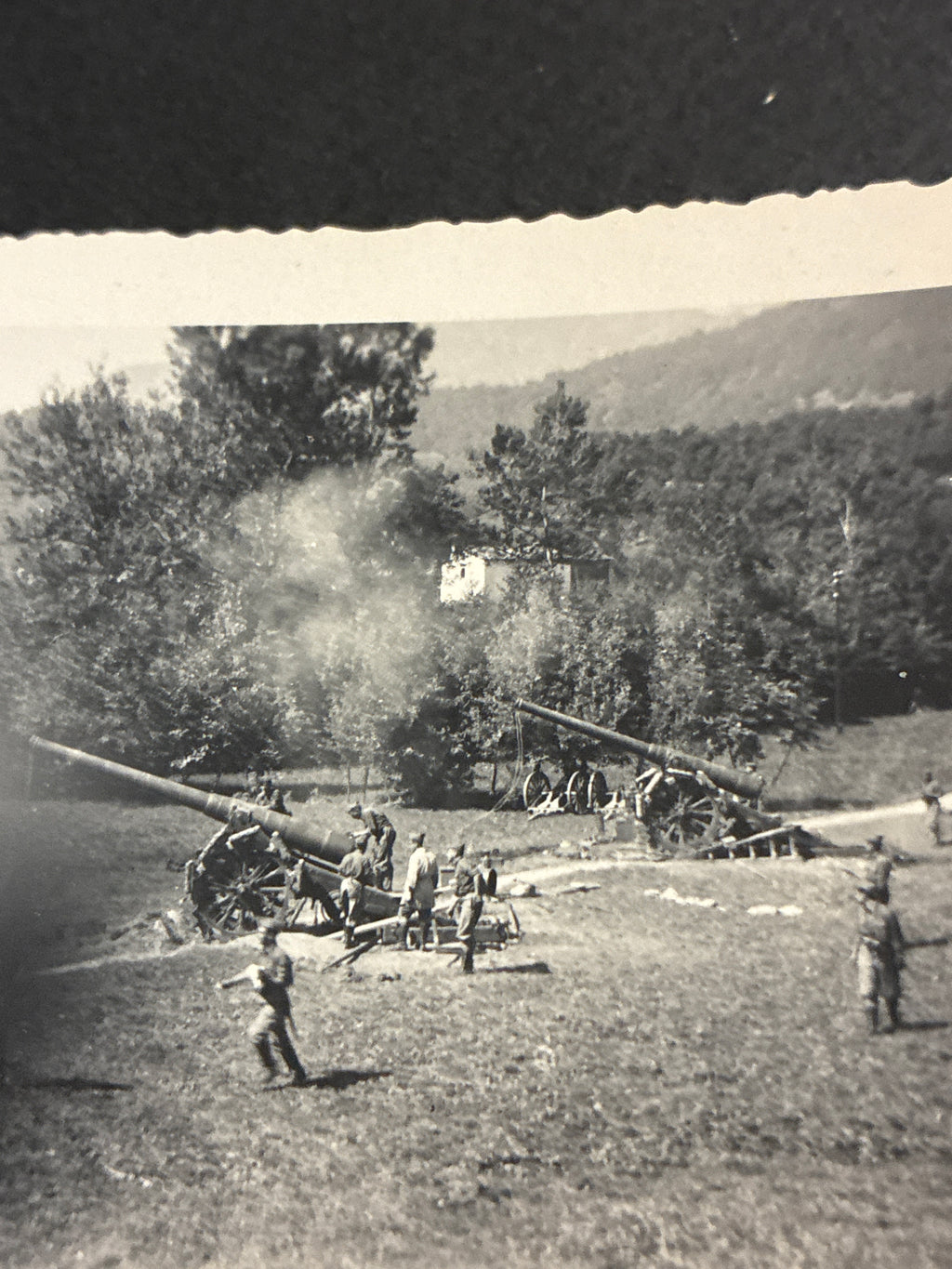 Artiglieria Guardia alla Frontiera Fotografia Epoca 1940 Fuoco di Batteria sul Fronte GAF