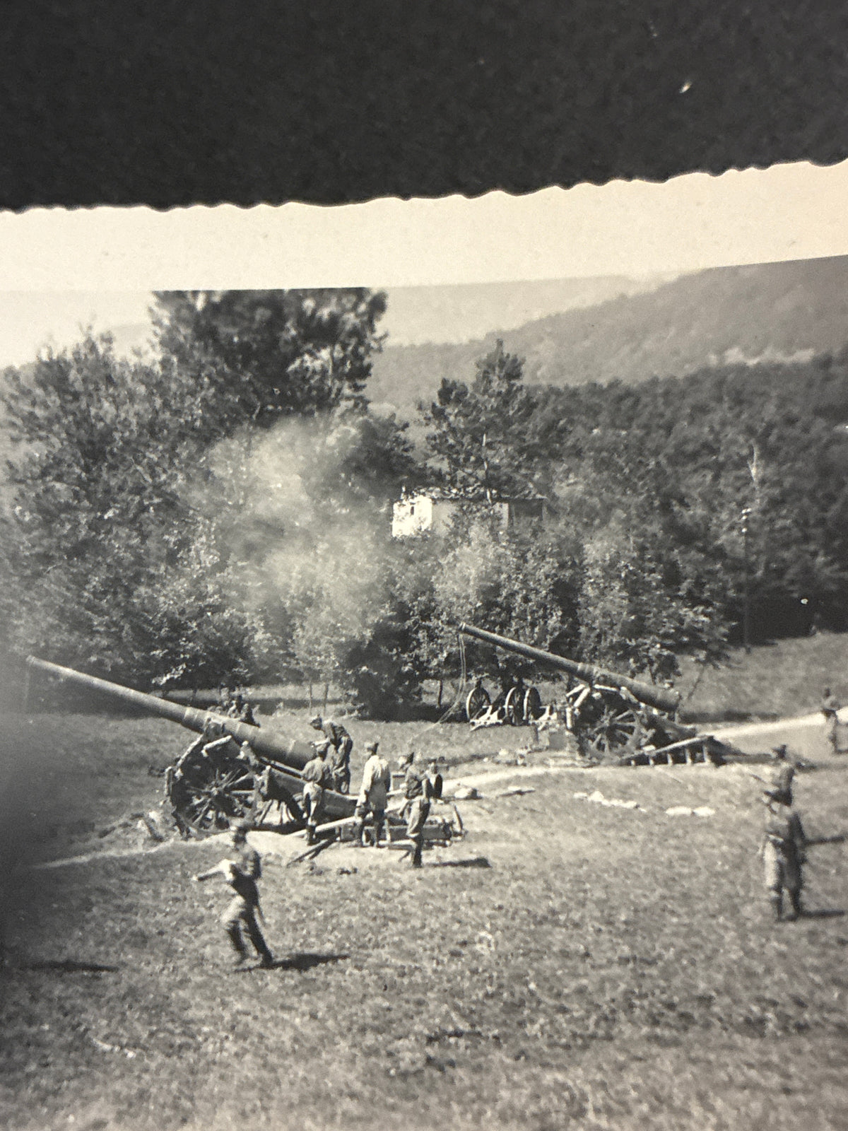 Artiglieria Guardia alla Frontiera Fotografia Epoca 1940 Fuoco di Batteria sul Fronte GAF