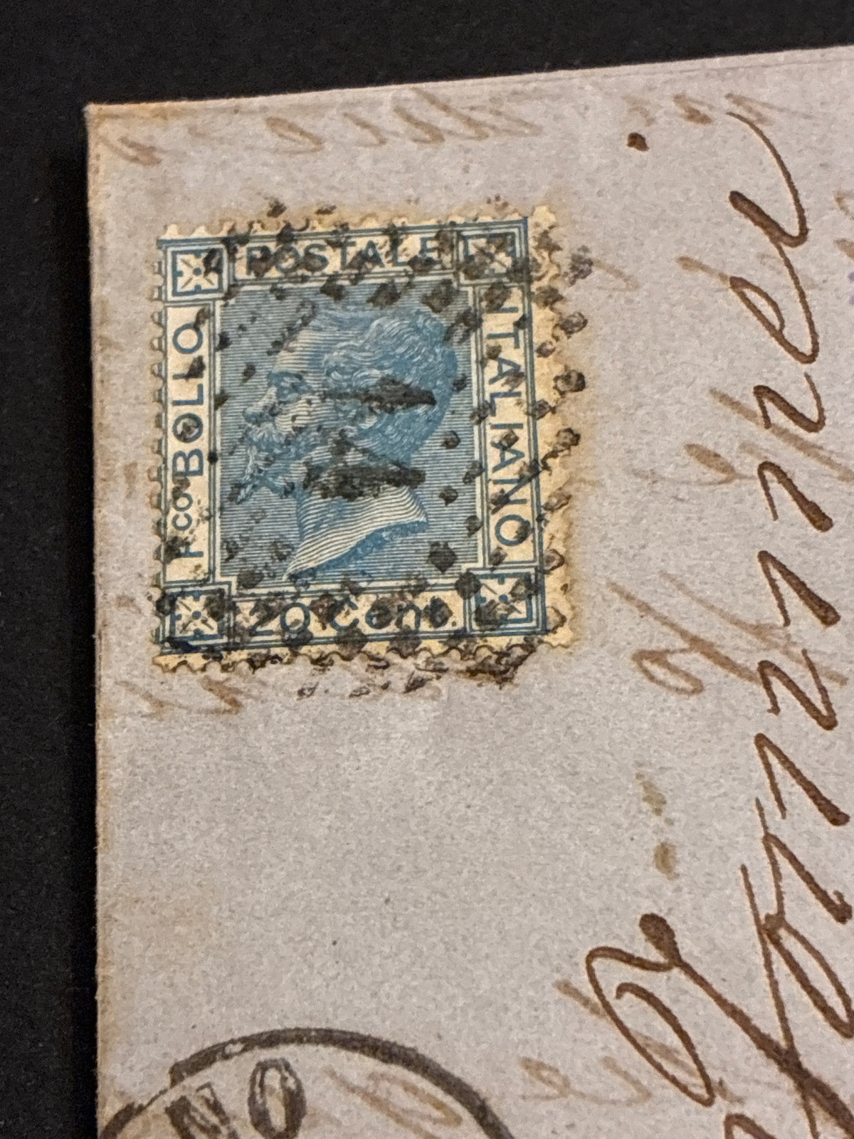 Lettera del 1870 da Livorno a Follonica affrancata con francobollo da 20 centesimi