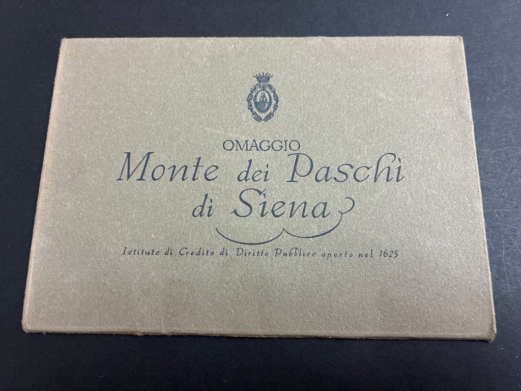 cinque cartoline d'epoca "Omaggio Monte dei Paschi di Siena" - Edizione Zincografica Fiorentina per il Trecentenario dell'Istituto del 1925