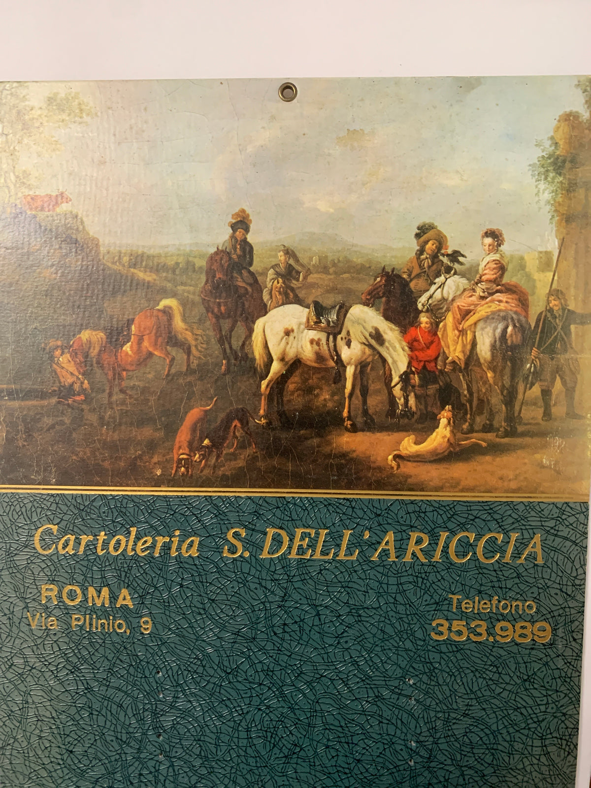 Tabellone pubblicitario per calendario d'epoca - Cartoleria S. Dell'Ariccia (Roma)