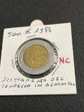 500 lire del 1988 Quirinale errore conio slittamento del tondello in acmonital nc