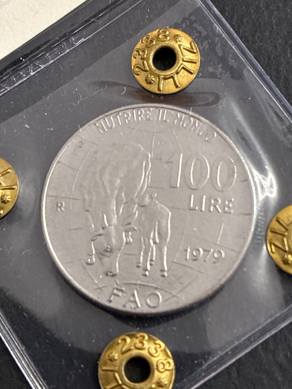 Moneta periziata da 100 Lire 1979 FAO - Variante con errore di conio "Riga di metallo in rilievo verticale" - Grado SPL / NC