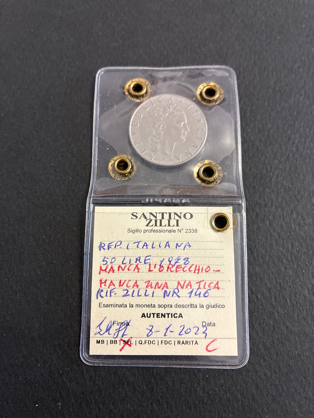50 Lire 1978 "Vulcano" Errore Manca Orecchio e Manca Una Natica in Perizia BB