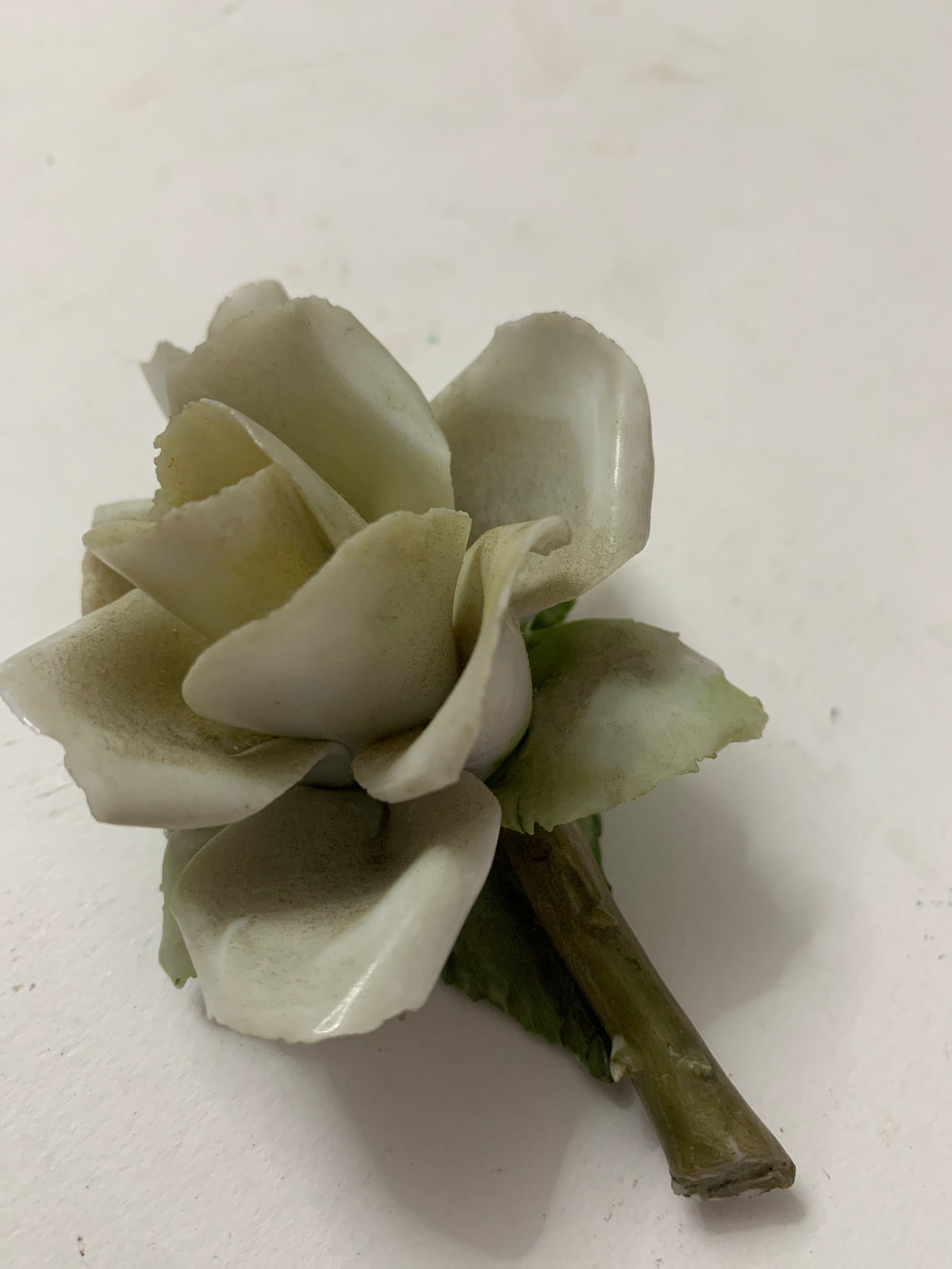 Rosa in Porcellana Vintage Capodimonte con Bocciolo