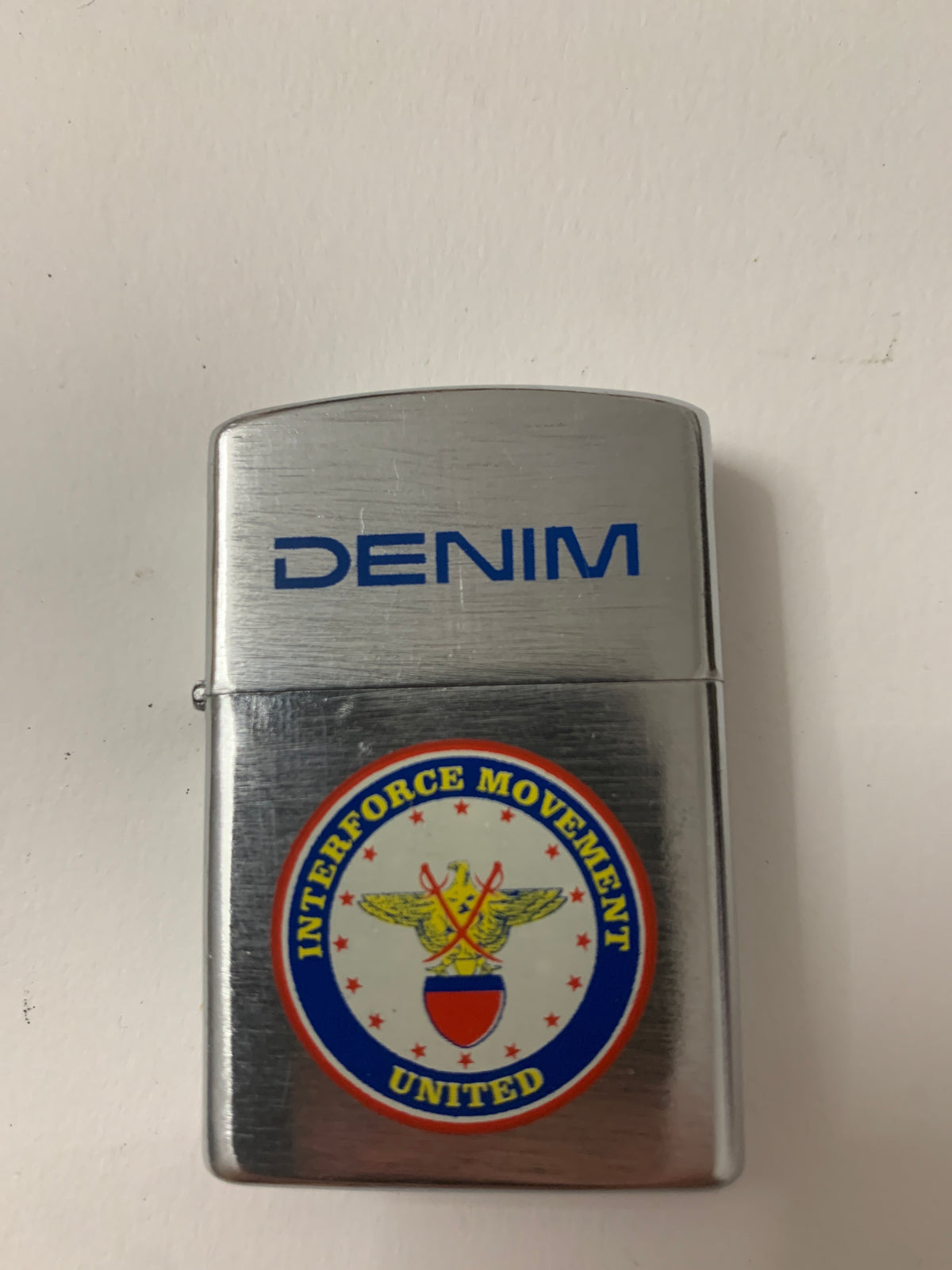 Accendino Vintage Tipo Zippo Pubblicitario Denim Interforce Movement