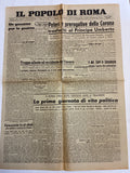 Quotidiano Originale Epoca Il Popolo di Roma 6 Giugno 1944 Prima Giornata di Vita Politica Seconda Guerra Mondiale