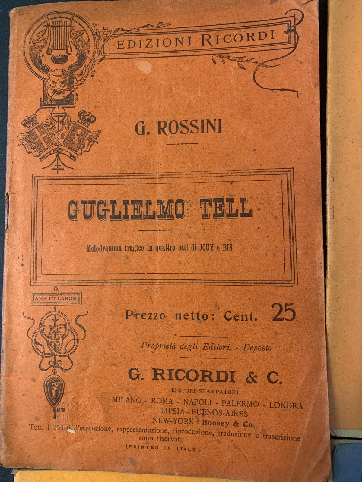 Lotto 4 Libretti d'Opera D'Epoca Rossini Boito Bellini Mefistofele Guglielmo Tell Puritani