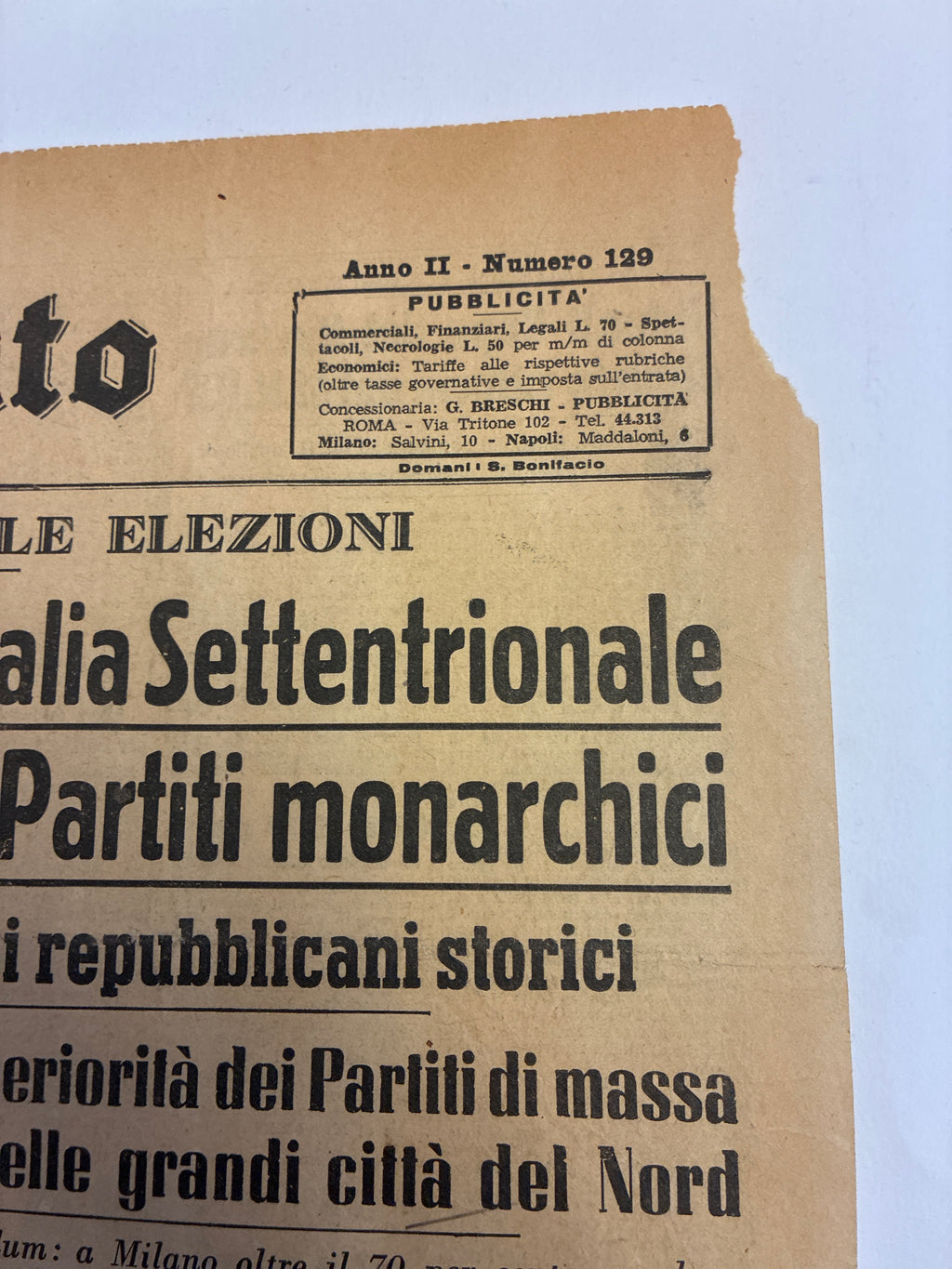 GIORNALE ORIGINALE 4 Giugno 1946 Il Momento - REFERENDUM REPUBBLICA MONARCHIA Rarità