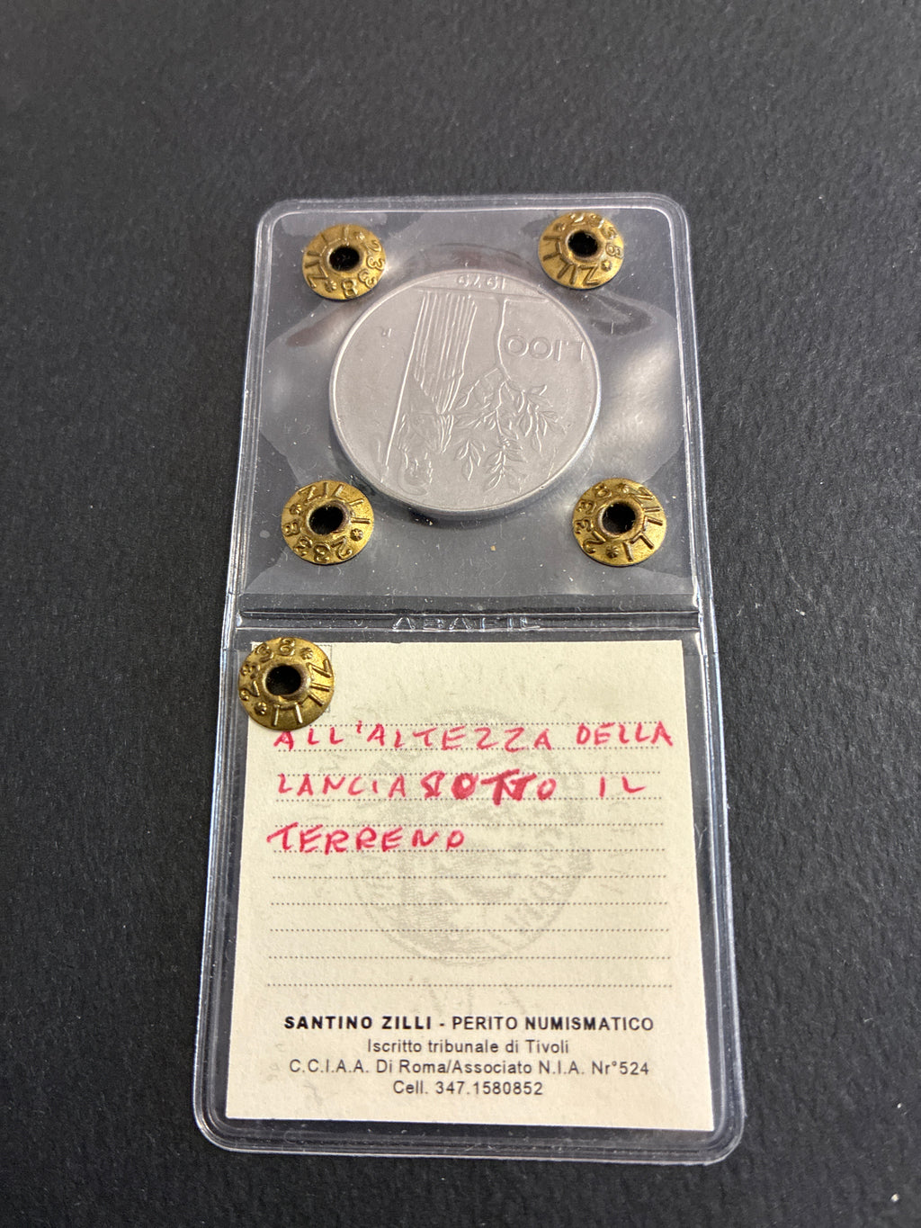 100 Lire 1979 Minerva con Riga di Metallo in Rilievo Verticale Periziata SPL