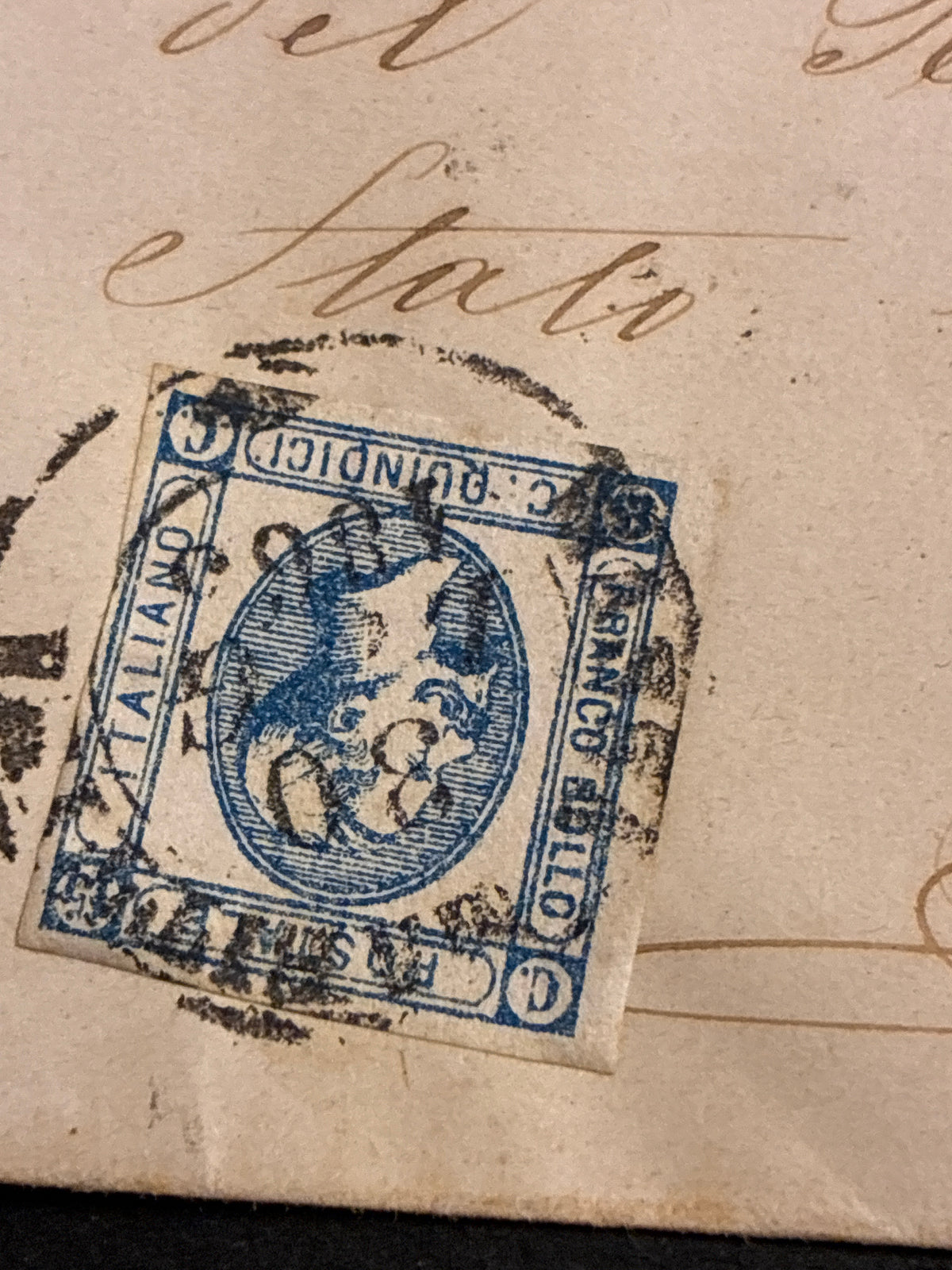 Lettera 1863 per il Ministro Forestale dei RRPP dello Stato in Follonica con 15 Centesimi "Matraire" Primo Tipo Capovolto dall'Archivio dell'Ing. Curzio Batinio