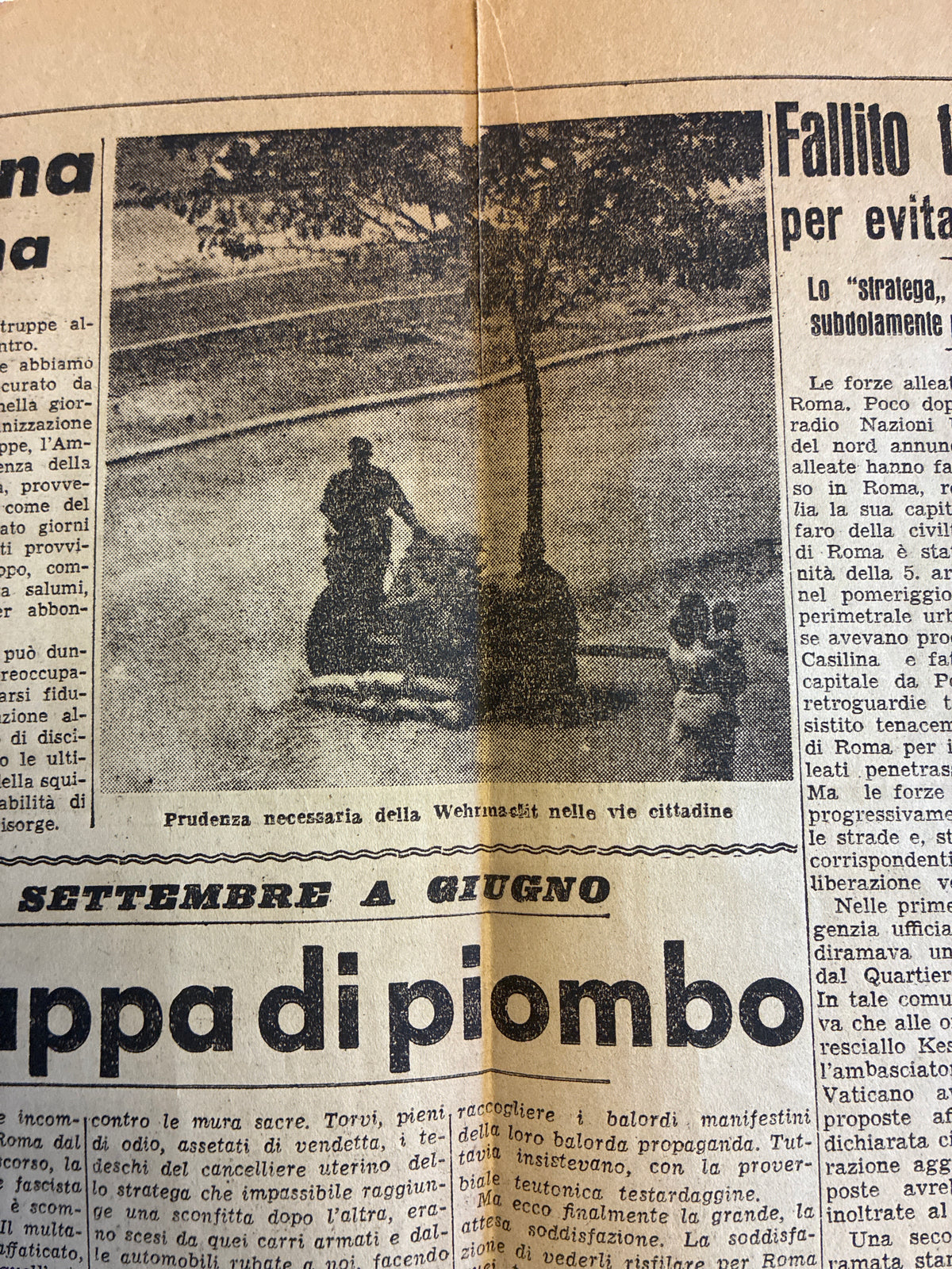 Storico Quotidiano Originale Il Popolo di Roma 5 Giugno 1944 - Edizione Completa - Annuncio Roma Liberata