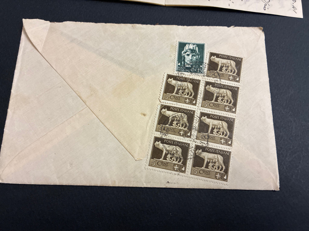 Lettera d'amore militare del 1941 da Roccapalumba a Roma completa di testo e timbri del 40° Reggimento Fanteria Bologna.