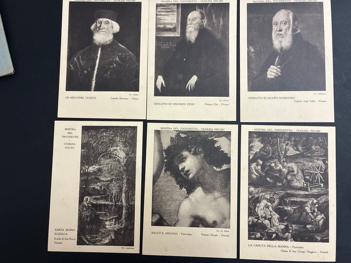 Cofanetto Souvenir d'Epoca "Mostra del Tintoretto - Venezia 1937 XV" Palazzo Pesaro - Set Completo di 12 Cartoline, Serie II (Arti Grafiche Pezzini)