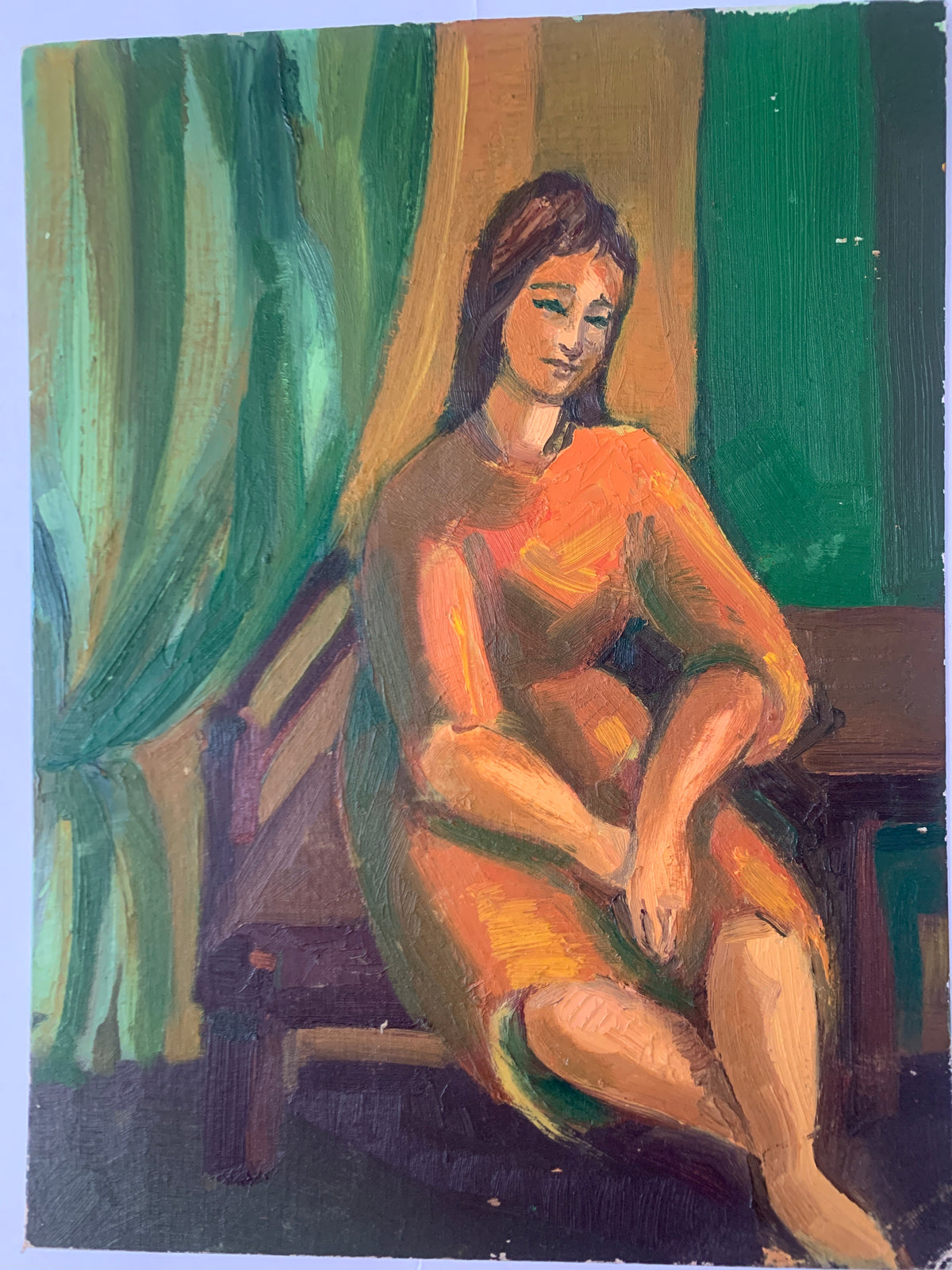 Dipinto ad Olio Vintage 30x40 - Ritratto di Donna - Tela Leonardesca Roma Via Margutta