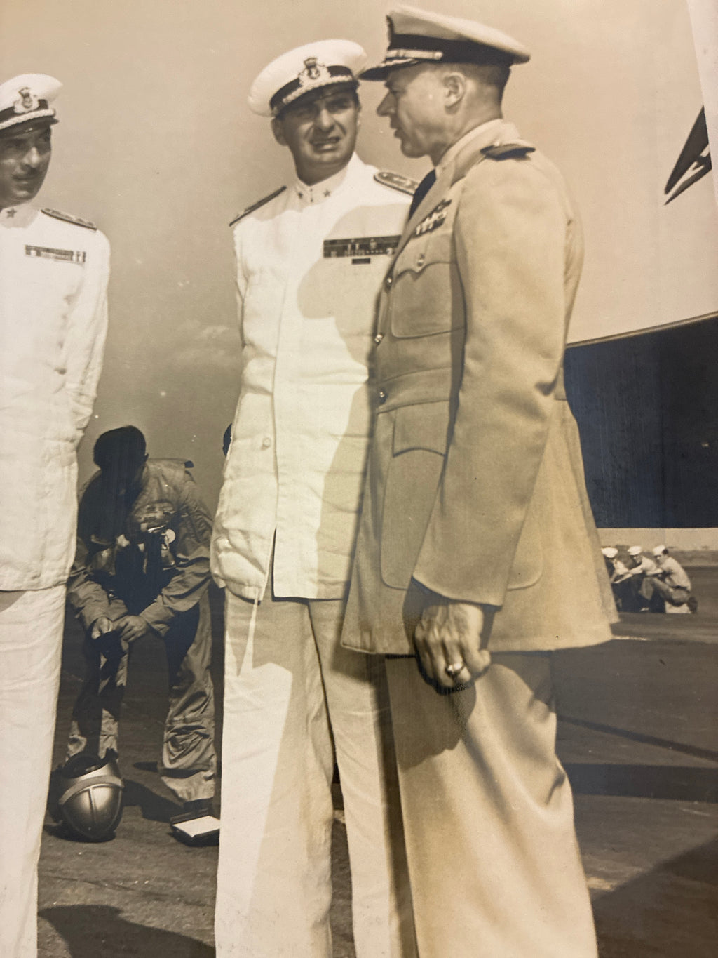 Foto d'epoca originale US Navy 1952 Ammiraglio Emilio Ferreri Capo Stato Maggiore Marina Militare Italiana base Texas cm 20x25