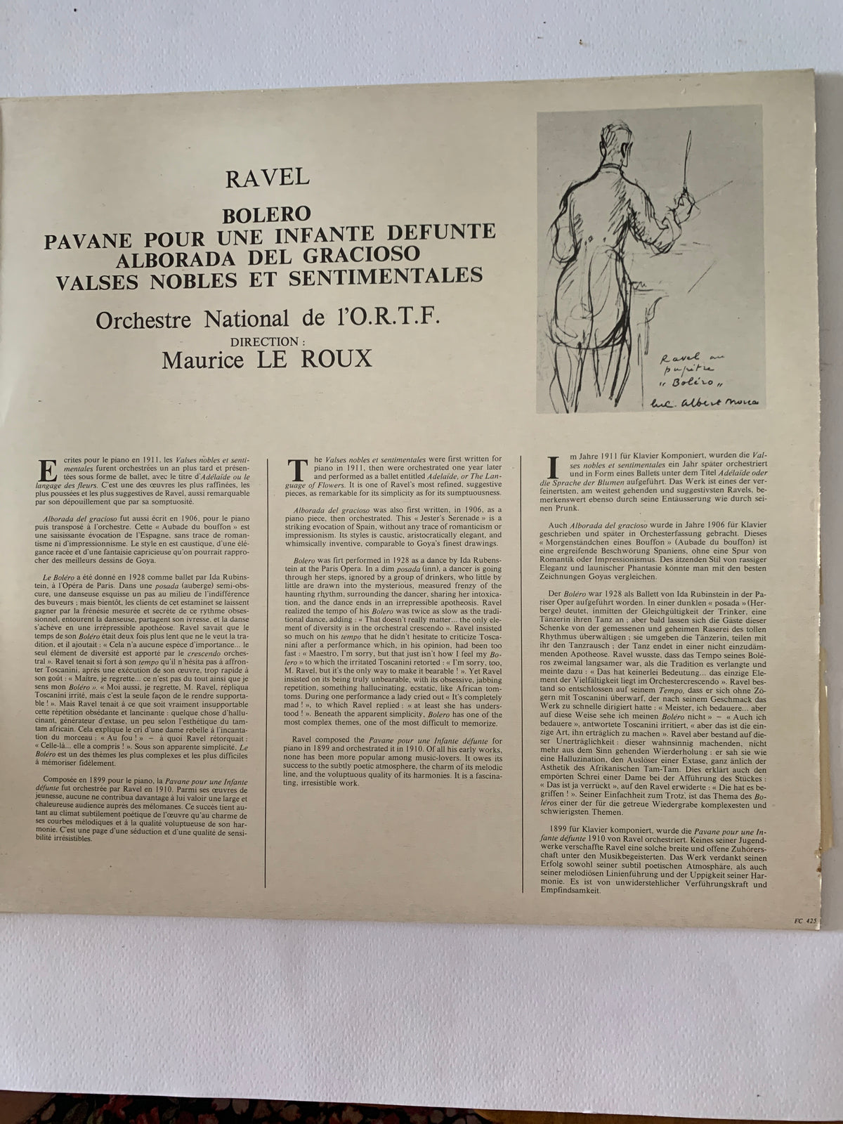 RAVEL Bolero / Pavane - Maurice LE ROUX / Orchestre ORTF - LP Festival Classique