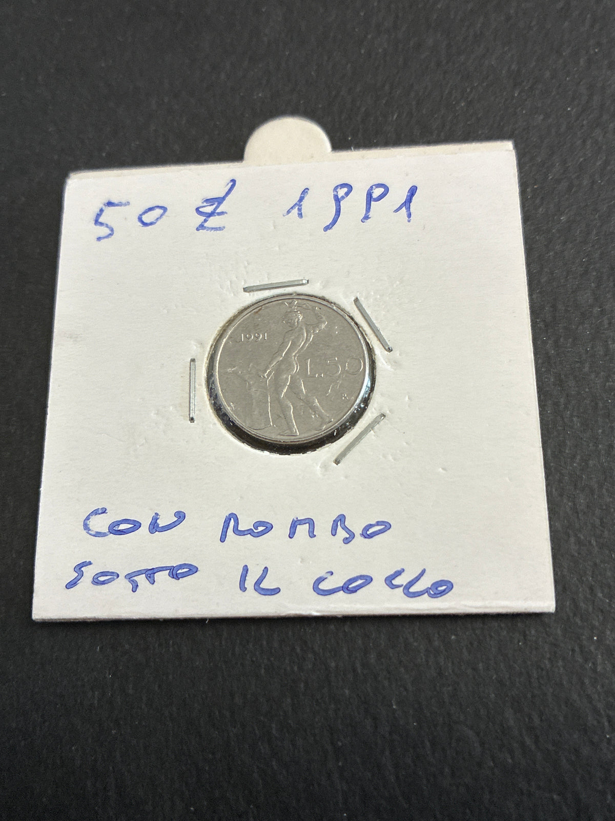 50 LIRE 1991 MICROMONETA - VARIANTE CON ROMBO SOTTO IL COLLO