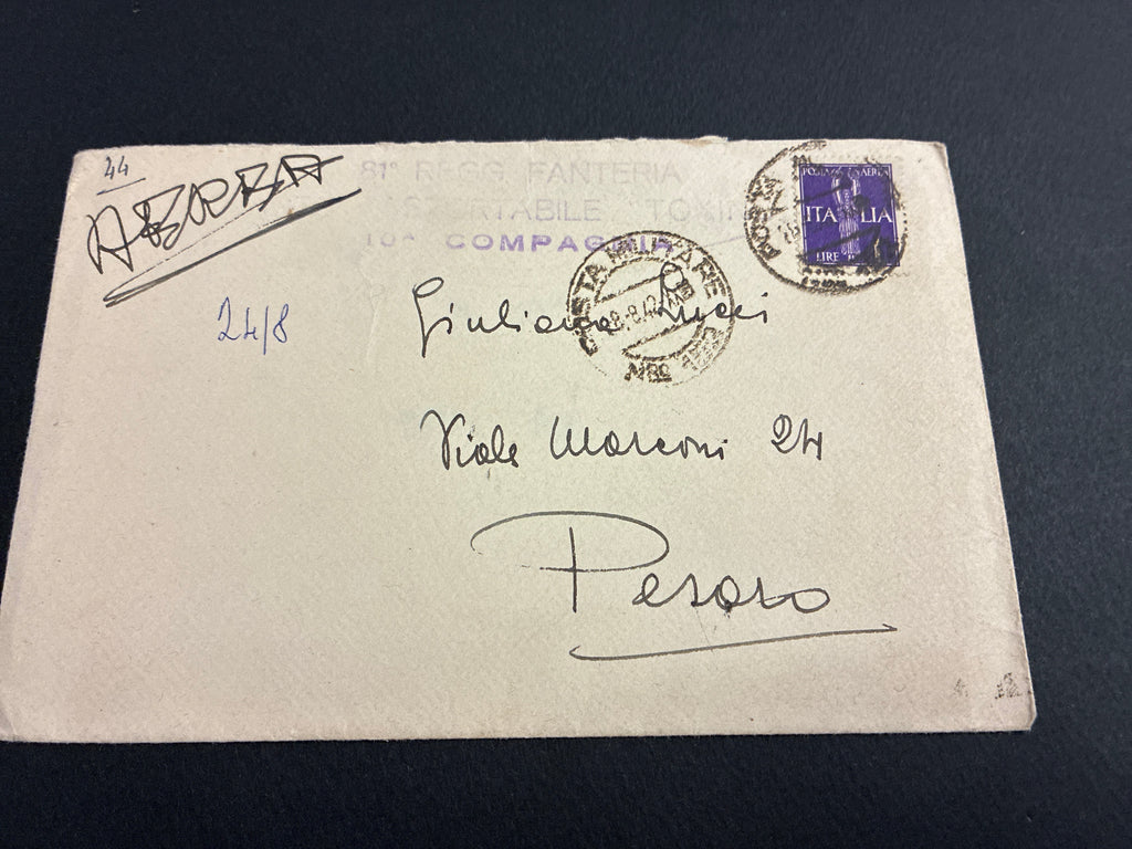 1942, Posta Militare 152: Rarissima Lettera dal Fronte Russo sul Fiume Don con Disegno della Troika e Affrancatura da 1 Lira Sovrastampata P.M.