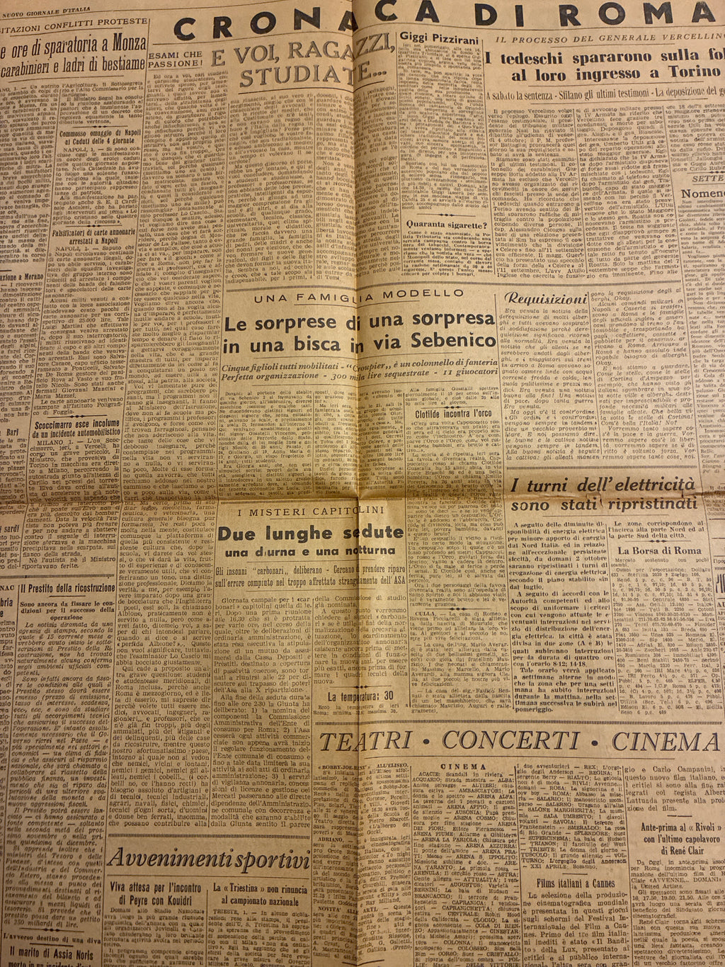 Quotidiano ORIGINALE 2 Ottobre 1946 Sentenza Processo Norimberga COMPLETO