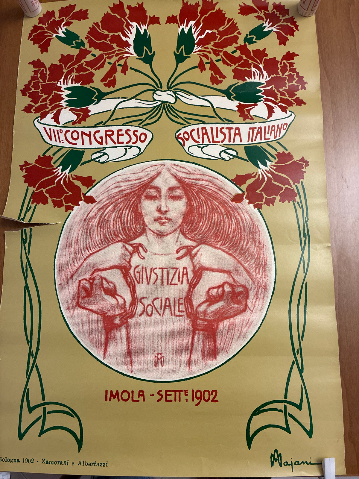 Manifesto Vintage 1902 (ristampa )VII Congresso Socialista Imola Galantara Raro Con Strappo