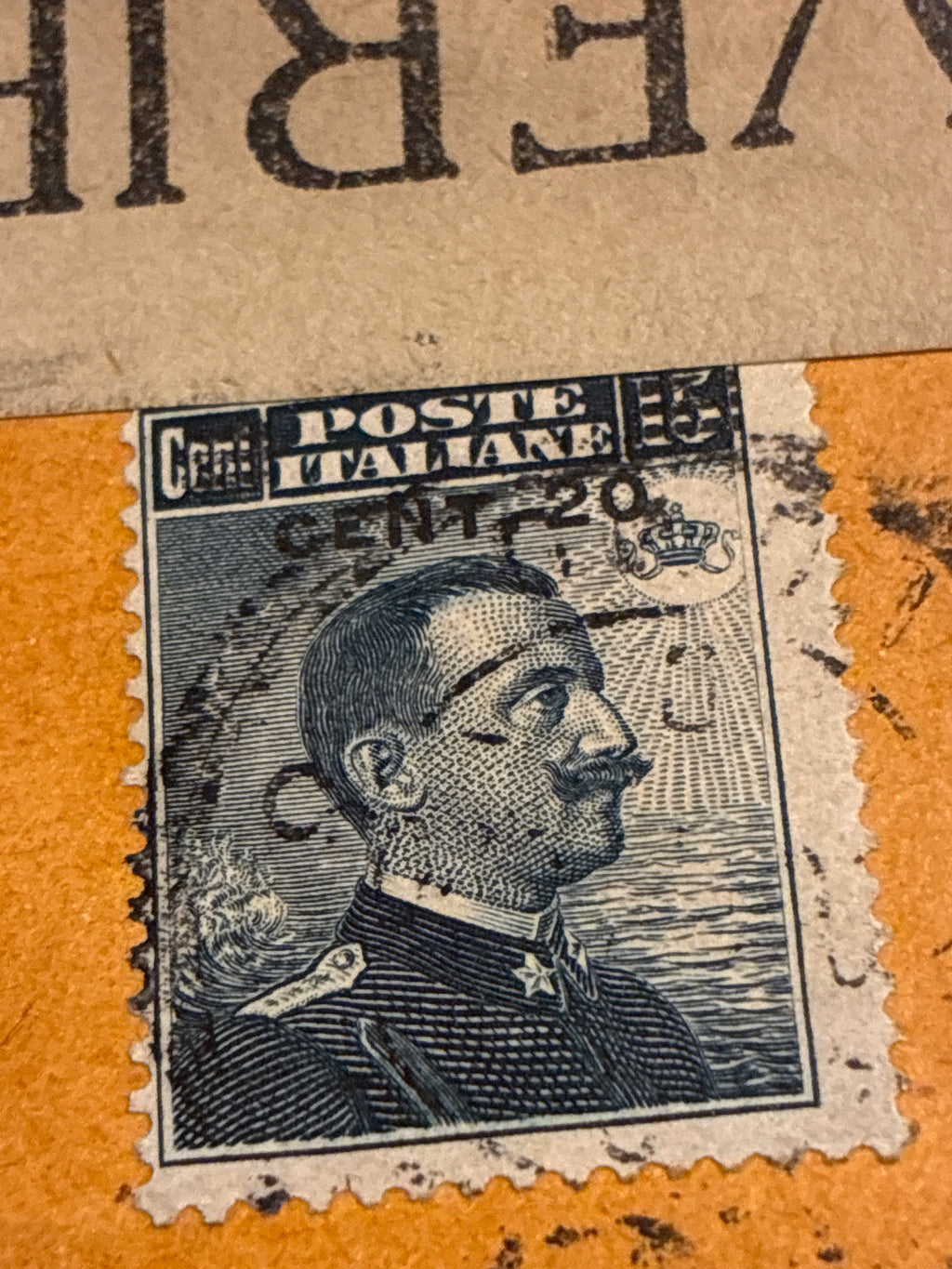 Busta commerciale d'epoca "Cassa di Risparmio delle Provincie Lombarde" con Censura Militare di Lecco e affrancatura provvisoria "CENT. 20" su 15 c. (1917)